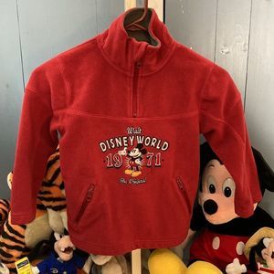 Walt Disney World Parks Red Fleece 1/4 Zip Pullover Youth Large Sweatshirt READ